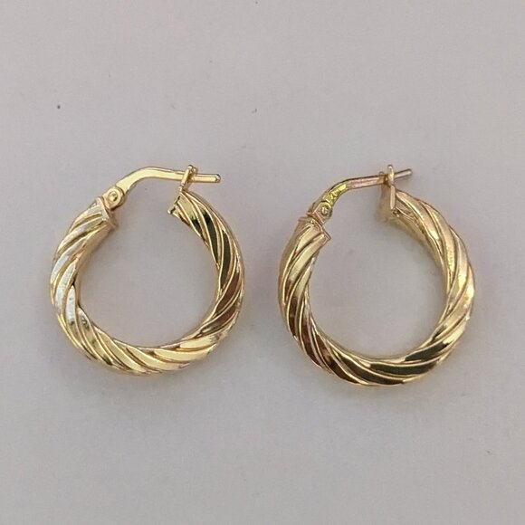 ITAOR Italy 925 Gold Vermeil Hoop Pierced Earrings - Picture 3 of 5